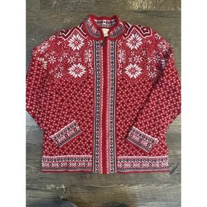 Appleseed's  Fair‎ Isle Nordic Cardigan Sweater Women L Berry Cottagecore